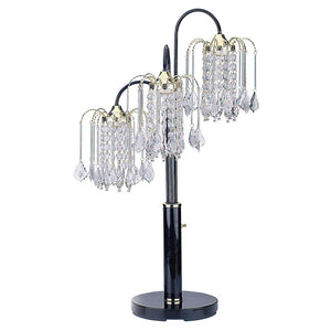 HomeRoots 34" Stylish Black Metal Chandelier Table Lamp with Crystal Accents for Elegant Home Illumination 468444