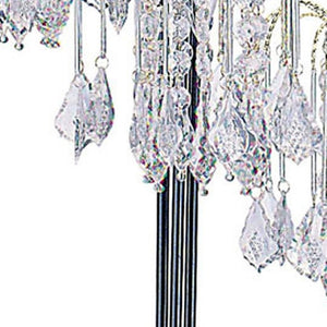 HomeRoots 34" Stylish Black Metal Chandelier Table Lamp with Crystal Accents for Elegant Home Illumination 468444