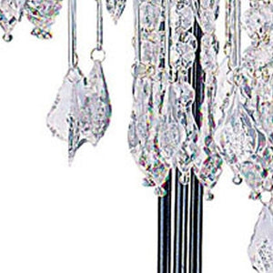 HomeRoots 34" Stylish Black Metal Chandelier Table Lamp with Crystal Accents for Elegant Home Illumination 468444
