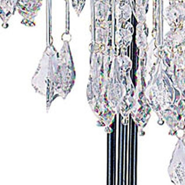 HomeRoots 34" Stylish Black Metal Chandelier Table Lamp with Crystal Accents for Elegant Home Illumination 468444