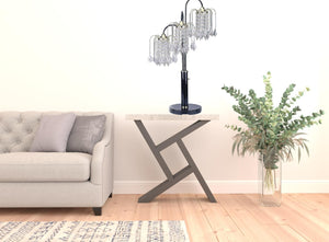 HomeRoots 34" Stylish Black Metal Chandelier Table Lamp with Crystal Accents for Elegant Home Illumination 468444