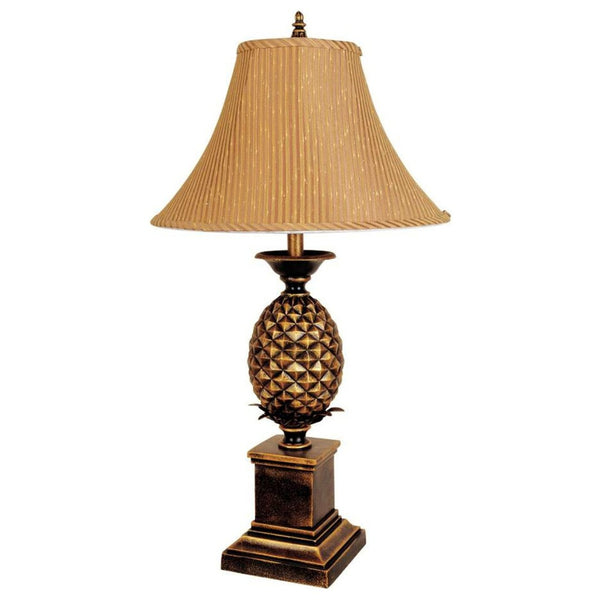 HomeRoots 32" Gold Metal Pineapple Table Lamp - Elegant Empire Shade for Timeless Glamour in Any Room 468445
