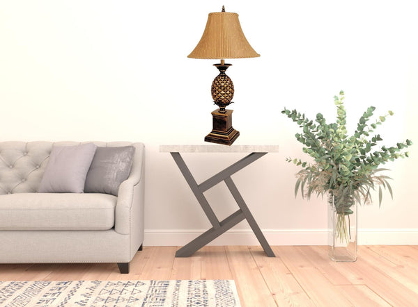 HomeRoots 32" Gold Metal Pineapple Table Lamp - Elegant Empire Shade for Timeless Glamour in Any Room 468445