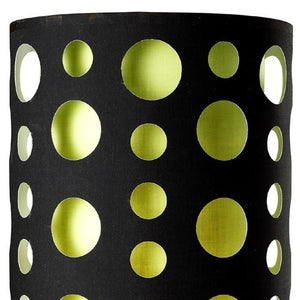 HomeRoots 33" Modern Silver Metal Table Lamp with Bold Black & Green Drum Shade for Stylish Interiors 468446
