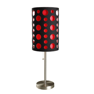 Homeroots 33" Steel Mod Table Lamp With Black And Red Drum Shade Black,Red  468447