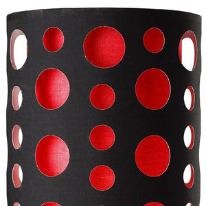 Homeroots 33" Steel Mod Table Lamp With Black And Red Drum Shade Black,Red  468447