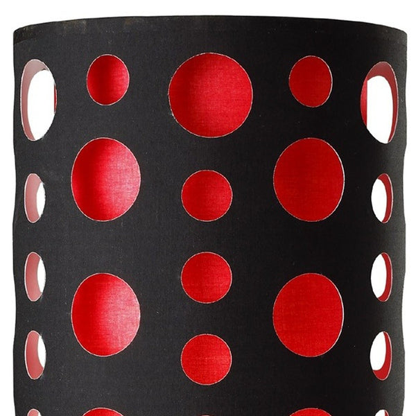 Homeroots 33" Steel Mod Table Lamp With Black And Red Drum Shade Black,Red  468447