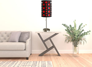 Homeroots 33" Steel Mod Table Lamp With Black And Red Drum Shade Black,Red  468447