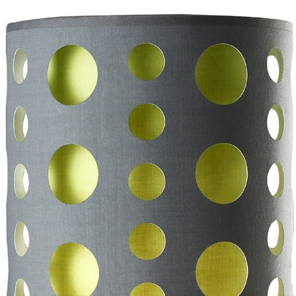 HomeRoots 33" Gray and Green Modern Drum Table Lamp - Stylish Steel Base, Versatile Lighting for Any Space 468450