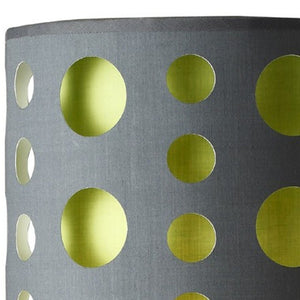 HomeRoots 33" Gray and Green Modern Drum Table Lamp - Stylish Steel Base, Versatile Lighting for Any Space 468450