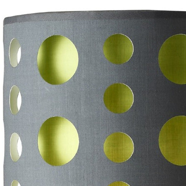 HomeRoots 33" Gray and Green Modern Drum Table Lamp - Stylish Steel Base, Versatile Lighting for Any Space 468450