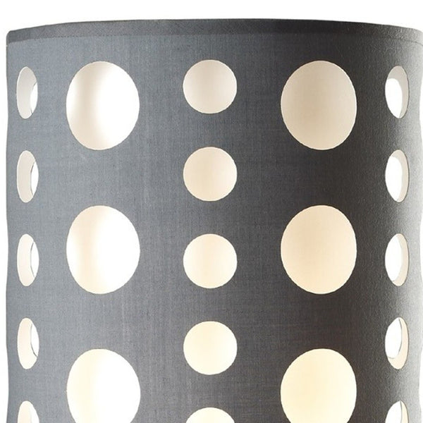 HomeRoots 33" Modern Metal Table Lamp with Vibrant Drum Shade, Pull-Chain Switch for Versatile Lighting Gray/White 468452