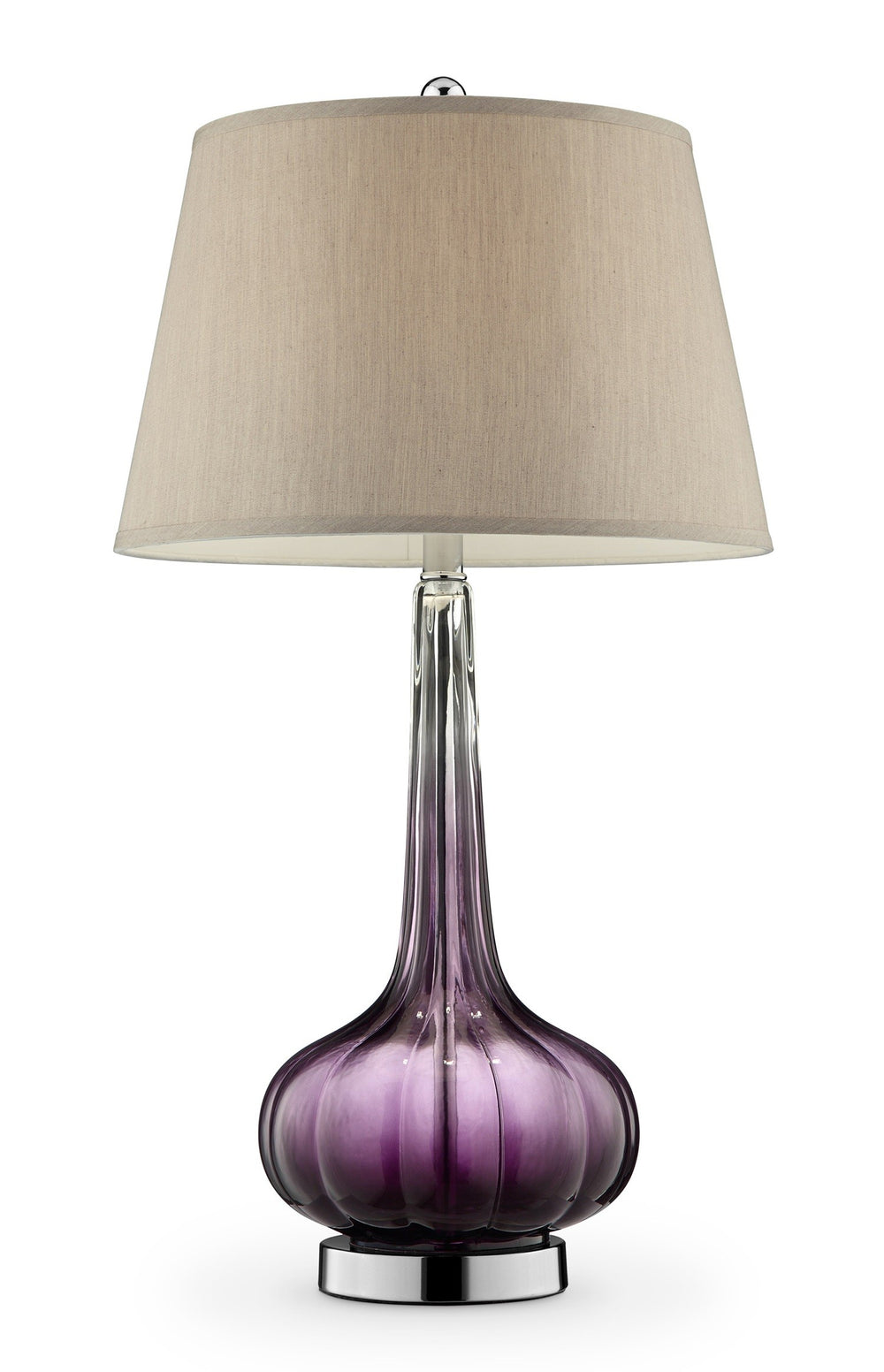 Homeroots 30" Purple Ombre Glass Table Lamp With Beige Shade   468460