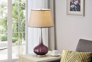Homeroots 30" Purple Ombre Glass Table Lamp With Beige Shade   468460
