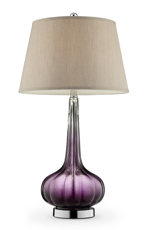 Homeroots 30" Purple Ombre Glass Table Lamp With Beige Shade   468460
