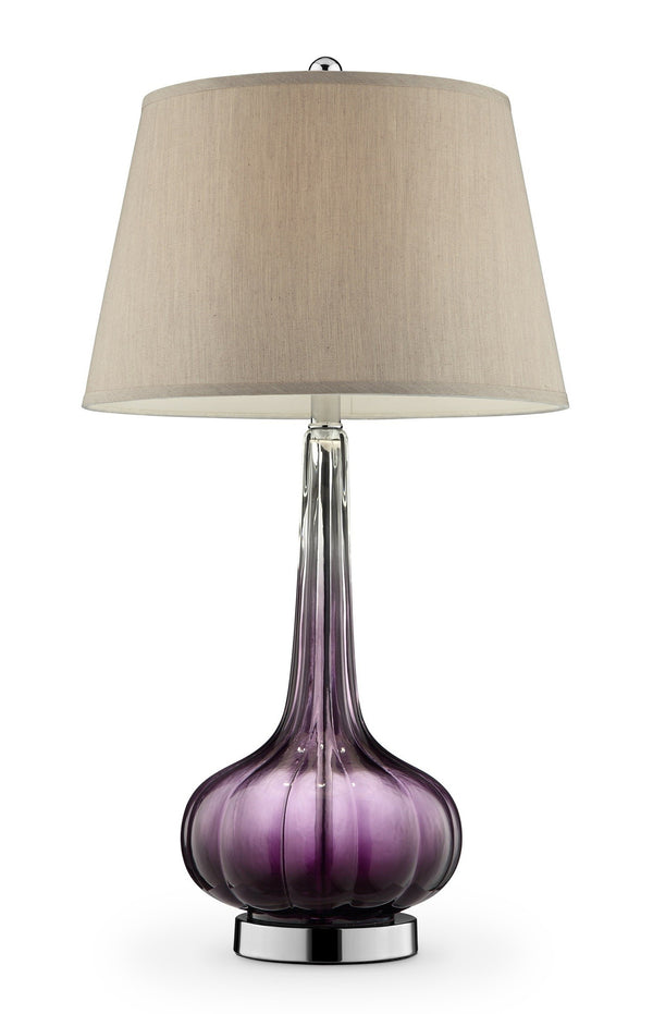 Homeroots 30" Purple Ombre Glass Table Lamp With Beige Shade   468460