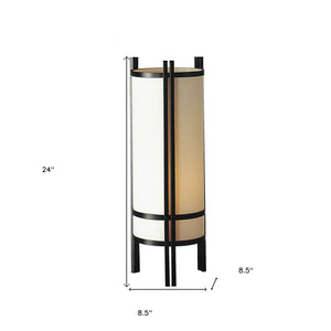 Homeroots 24" Black And Off White Cylinder Bedside Table Lamp   468468