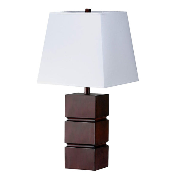 HomeRoots 27" Stylish Brown Bedside Table Lamp – Elegant White Shade for Cozy Reading & Ambient Lighting 468469