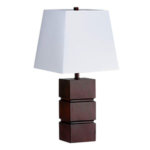 HomeRoots 27" Stylish Brown Bedside Table Lamp – Elegant White Shade for Cozy Reading & Ambient Lighting 468469