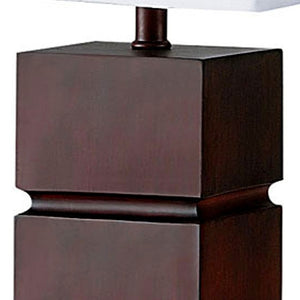 HomeRoots 27" Stylish Brown Bedside Table Lamp – Elegant White Shade for Cozy Reading & Ambient Lighting 468469