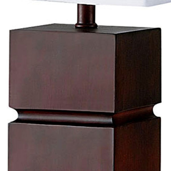 HomeRoots 27" Stylish Brown Bedside Table Lamp – Elegant White Shade for Cozy Reading & Ambient Lighting 468469