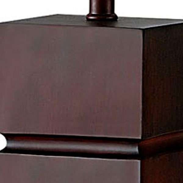 HomeRoots 27" Stylish Brown Bedside Table Lamp – Elegant White Shade for Cozy Reading & Ambient Lighting 468469