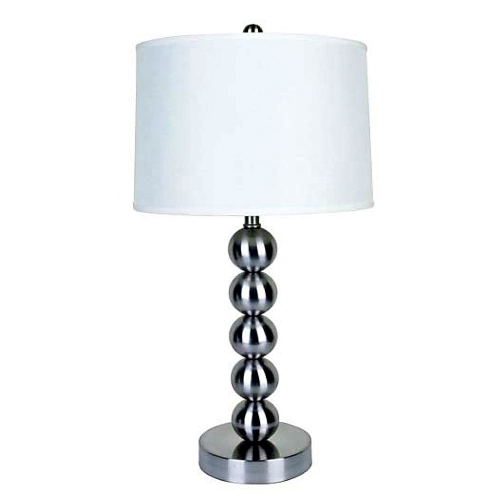 HomeRoots Silver Bauble Table Lamp - Contemporary Elegance with Polished Finish & White Shade for Any Room 468471