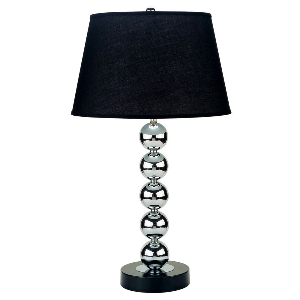 HomeRoots Silver Bauble Table Lamp – Elegant Metal Design with Black Shade for Modern Home Decor Accent 468472