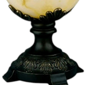 HomeRoots Black Metal and Alabaster Table Lamp - Sculptural Design with Warm Glow for Modern Home Décor Elegance 468481