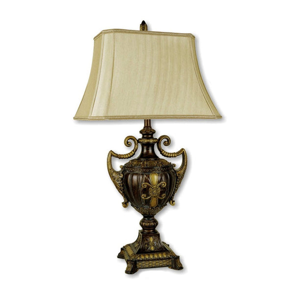 HomeRoots 31" Elegant Gold Bedside Lamp with Beige Bell Shade – Perfect for Cozy Reading and Stylish Decor! 468482
