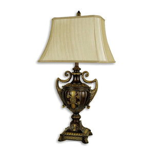 HomeRoots 31" Elegant Gold Bedside Lamp with Beige Bell Shade – Perfect for Cozy Reading and Stylish Decor! 468482