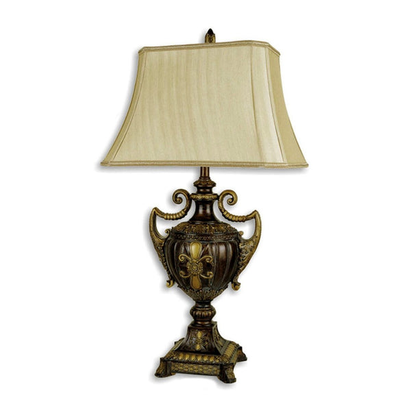 HomeRoots 31" Elegant Gold Bedside Lamp with Beige Bell Shade – Perfect for Cozy Reading and Stylish Decor! 468482