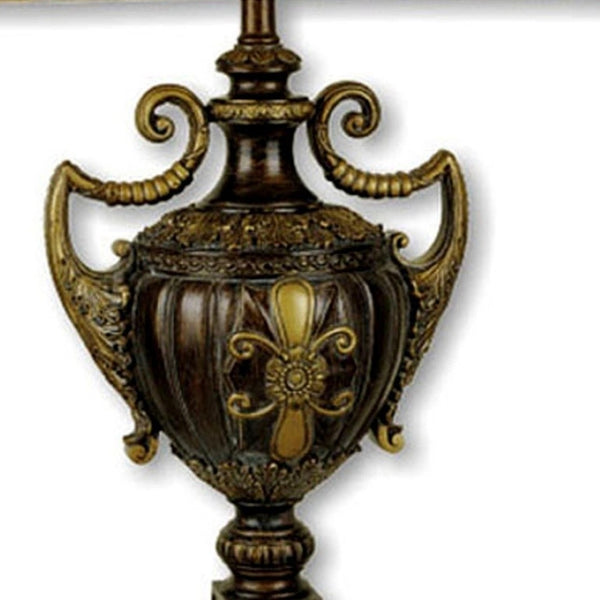 HomeRoots 31" Elegant Gold Bedside Lamp with Beige Bell Shade – Perfect for Cozy Reading and Stylish Decor! 468482