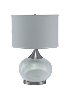 Homeroots 25" Silver Gourd Bedside With White Shade   468483