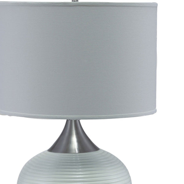 Homeroots 25" Silver Gourd Bedside With White Shade   468483