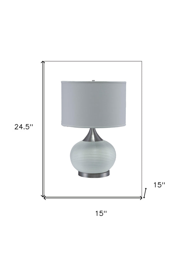 Homeroots 25" Silver Gourd Bedside With White Shade   468483