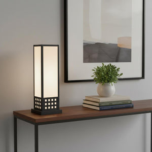 HomeRoots 22" Modern Black Bedside Lamp with Rectangular Shade for Cozy Ambiance & Stylish Décor Enhancement 468486