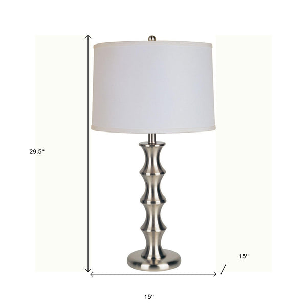 Homeroots 30" Black Solid Wood Bedside Table Lamp With White Shade   468489