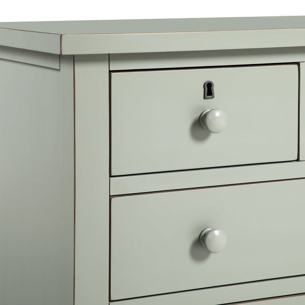 English Elm Georgina Distressed 4-Drawer Nightstand with French Dovetail Drawers and Decorative Faux Keyholes, 32" Antique Grey B050P376954