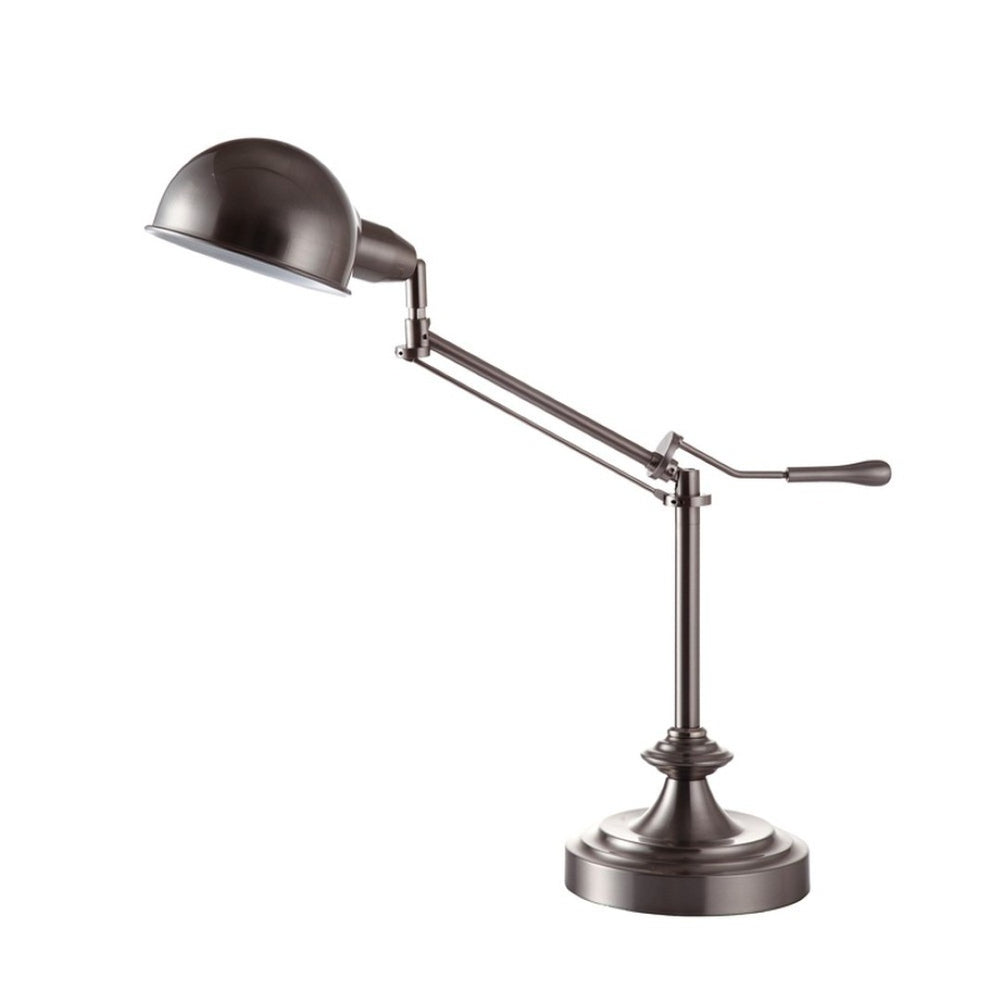 HomeRoots Silver Adjustable Swing Arm Table Lamp - Modern Metal Design for Task & Accent Lighting in Any Room 468495