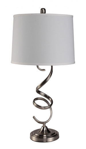 HomeRoots 32" Silver Metal Bedside Table Lamp - Elegant White Shade for Modern Home Lighting & Decor 468496
