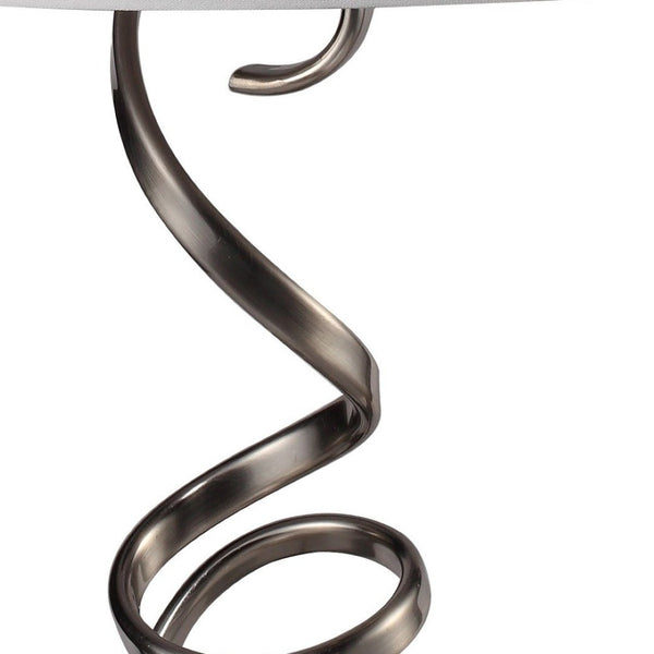 HomeRoots 32" Silver Metal Bedside Table Lamp - Elegant White Shade for Modern Home Lighting & Decor 468496