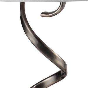 HomeRoots 32" Silver Metal Bedside Table Lamp - Elegant White Shade for Modern Home Lighting & Decor 468496