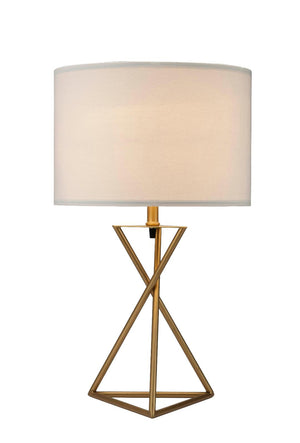Homeroots Contemporary Gold Geo Table Lamp With White Shade   468497