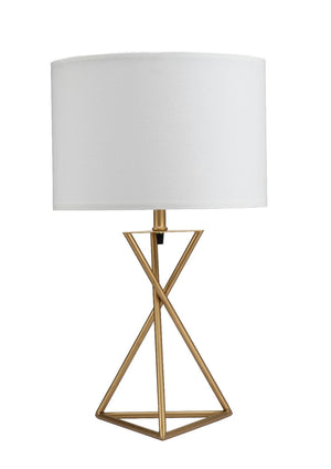 Homeroots Contemporary Gold Geo Table Lamp With White Shade   468497