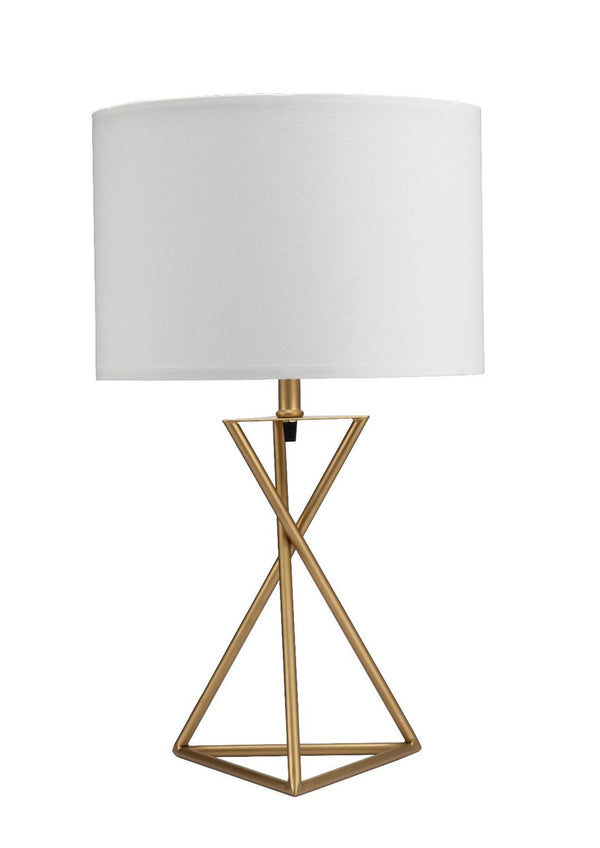 Homeroots Contemporary Gold Geo Table Lamp With White Shade   468497