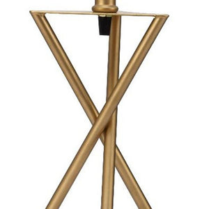 Homeroots Contemporary Gold Geo Table Lamp With White Shade   468497