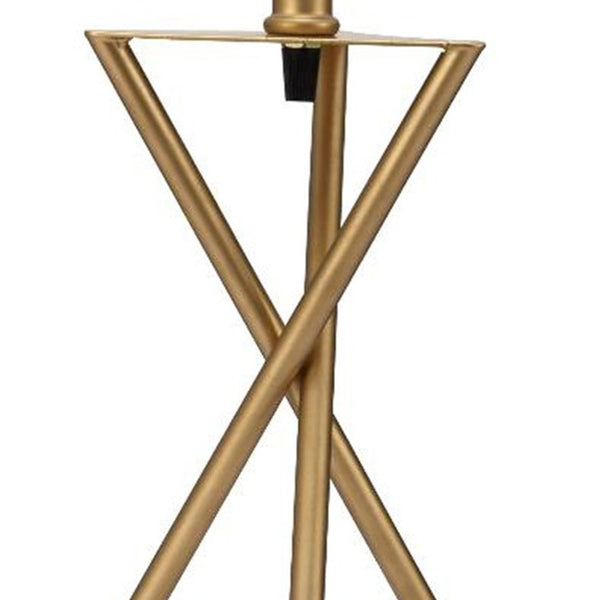 Homeroots Contemporary Gold Geo Table Lamp With White Shade   468497