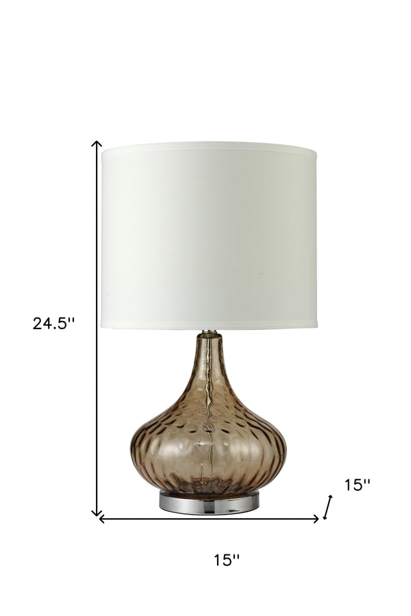Homeroots Brown Textured Glass Table Lamp   468498