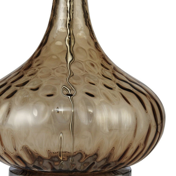 Homeroots Brown Textured Glass Table Lamp   468498